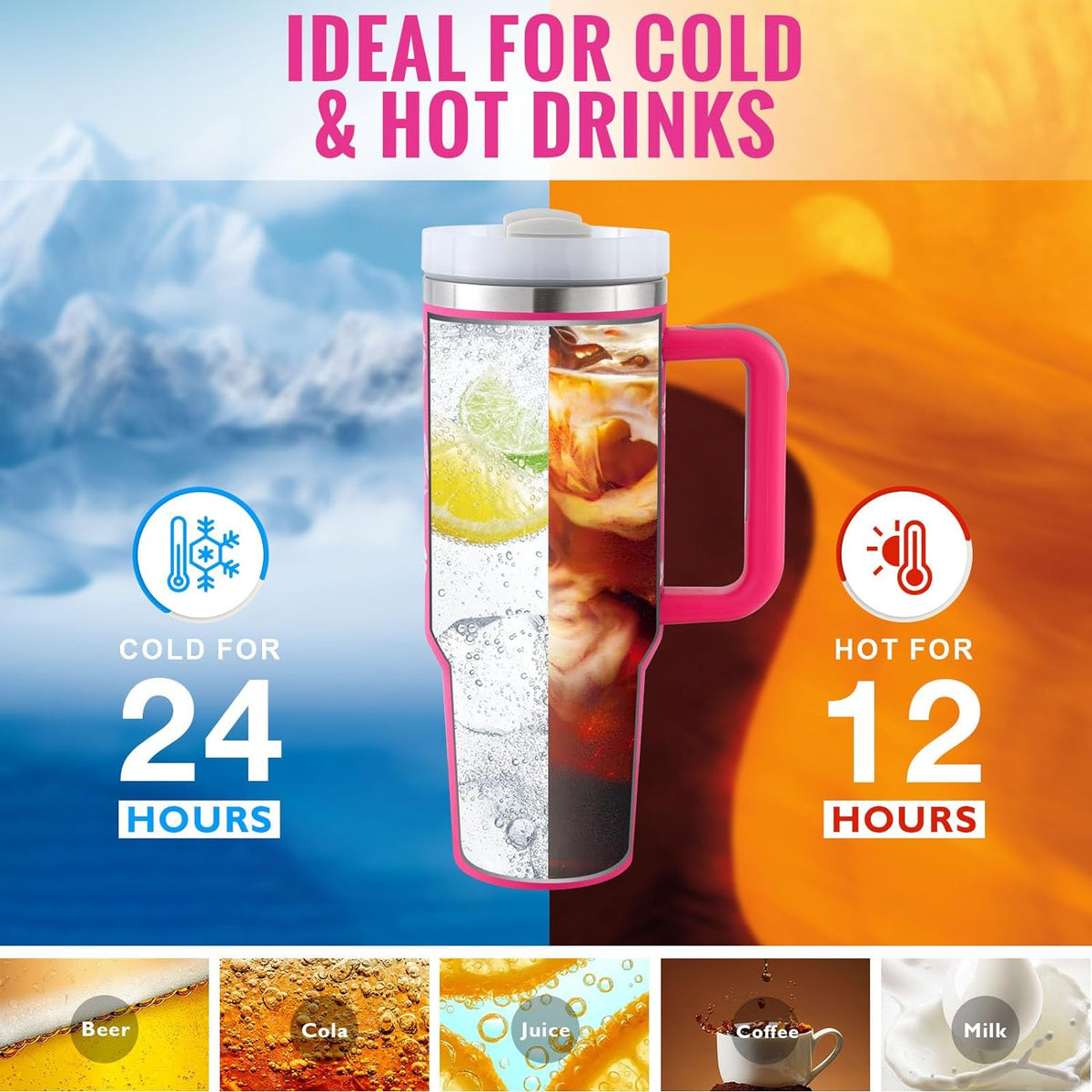 Insulated Stainless Steel Tumbler with Handle