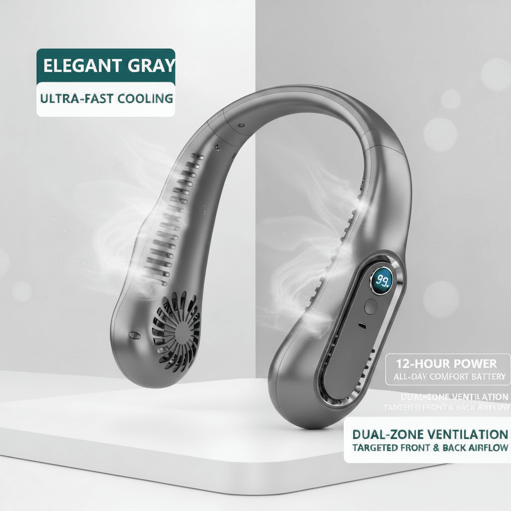 Hands-Free Bladeless Neck Fan 8000mAh, Silent Design