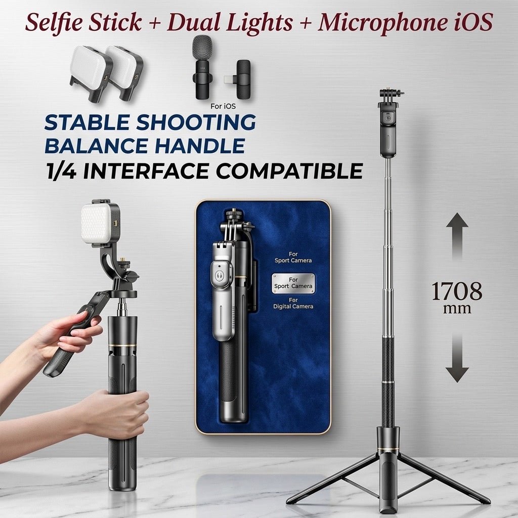 Selfie Stick Tripod with LED Light for Perfect Shots