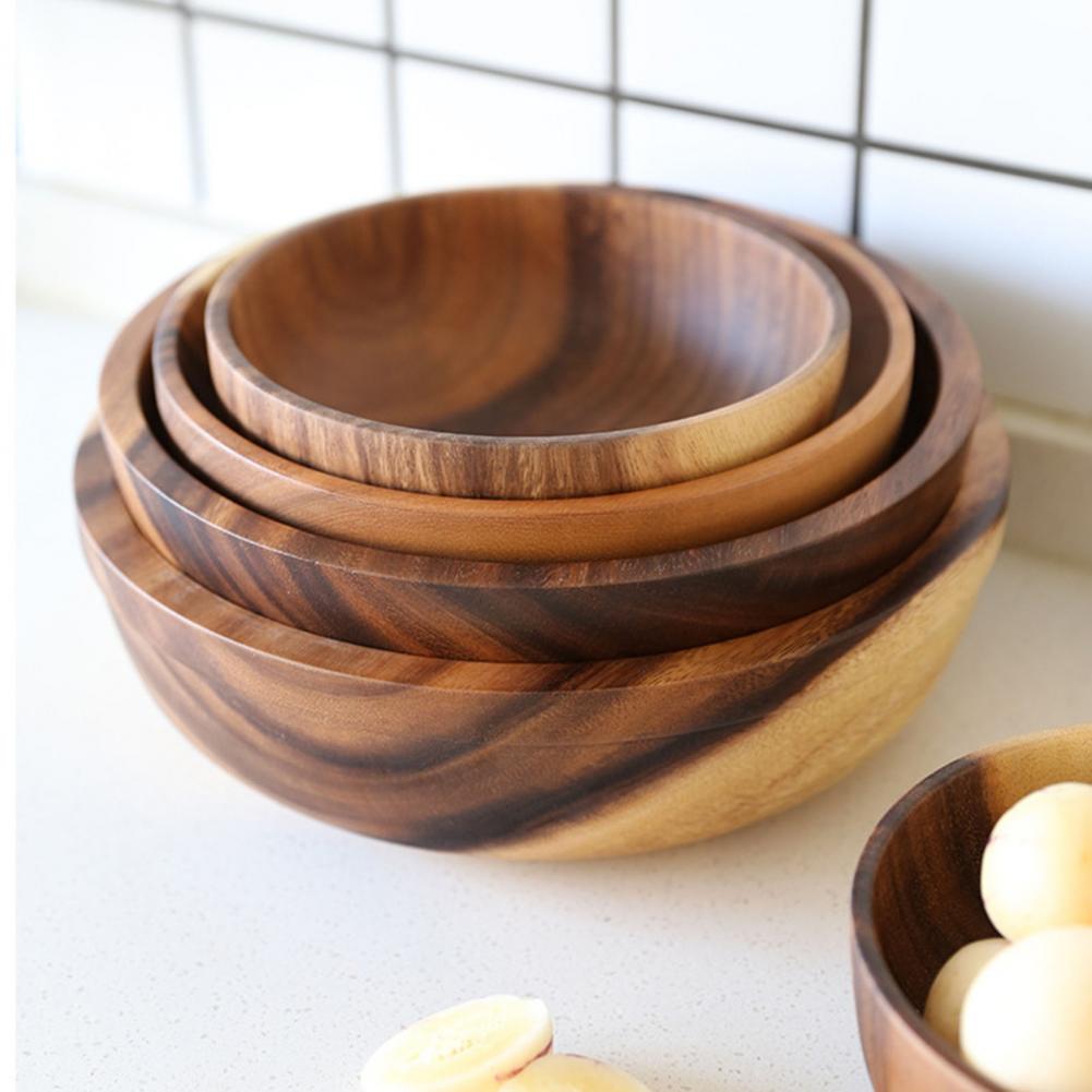 Natural Wooden Fruit Salad Bowl – Elegant Serving Bowl