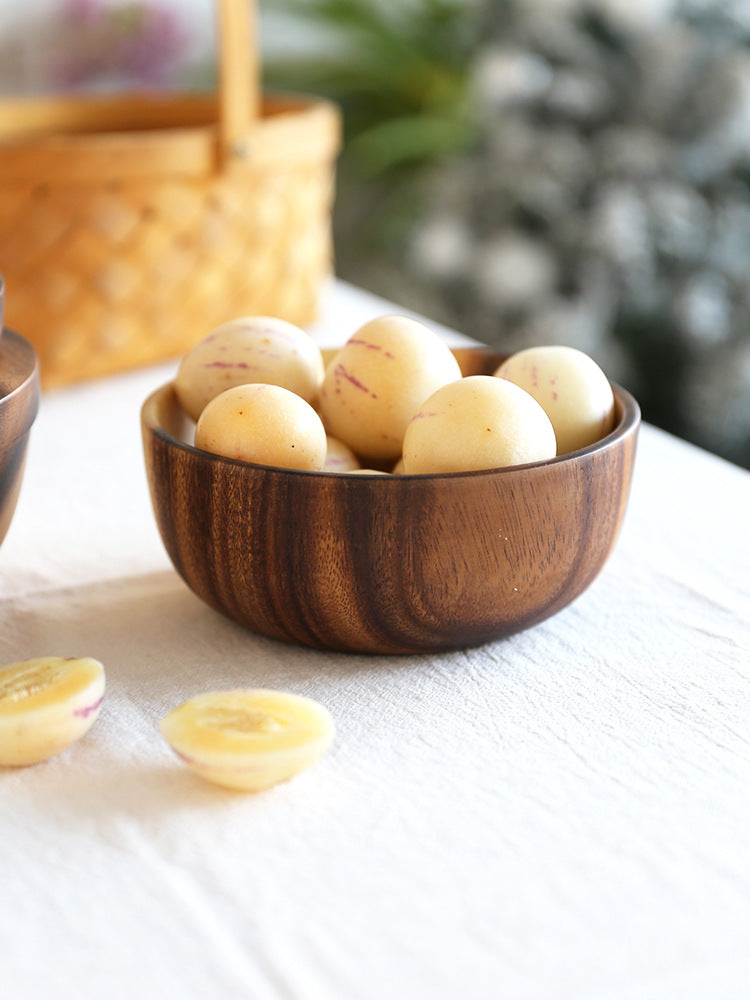 Natural Wooden Fruit Salad Bowl – Elegant Serving Bowl