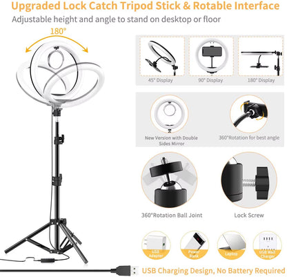 LED Selfie Ring Lighting Photographic Selfie Ring Lamp USB Remote Fill Light for Youtube Tiktok Video Live Phone Holder &amp; Tripod