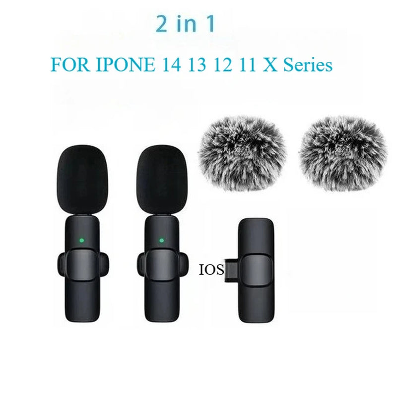 Wireless Lavalier Lapel Microphone for Iphone, Ipad, Mini Video Recording Mic for Interview Video Podcast Vlog Noise Reduction