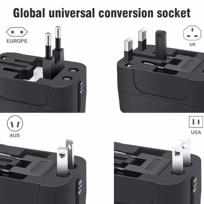 Universal Travel Adapter with Dual USB Ports – Global AC Power Adapter EU, US, UK &amp; AU Plug Converter
