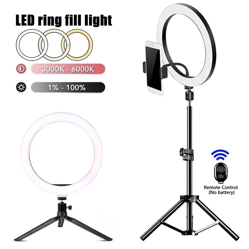 LED Selfie Ring Lighting Photographic Selfie Ring Lamp USB Remote Fill Light for Youtube Tiktok Video Live Phone Holder &amp; Tripod