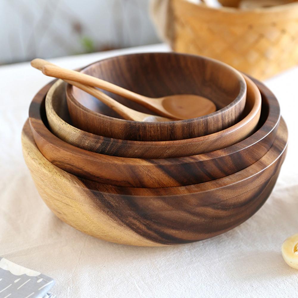 Natural Wooden Fruit Salad Bowl – Elegant Serving Bowl