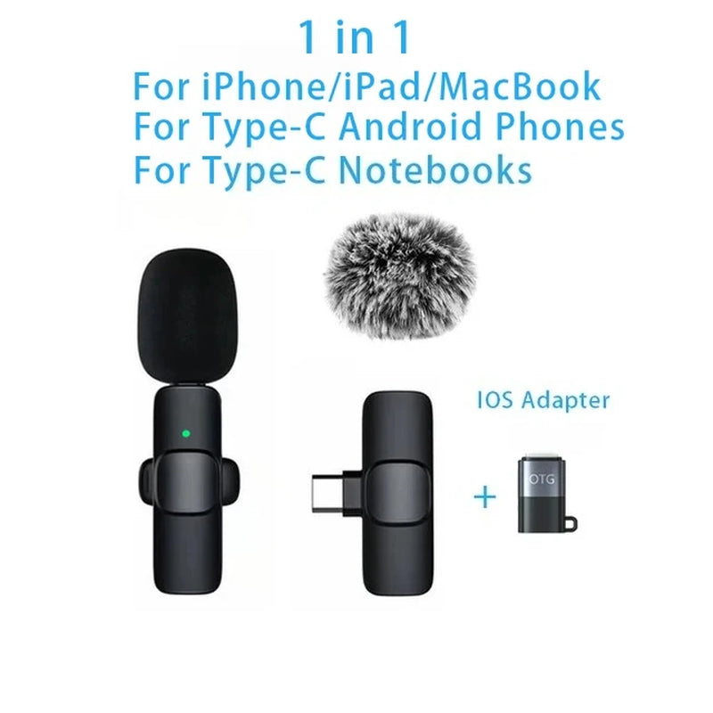 Wireless Lavalier Lapel Microphone for Iphone, Ipad, Mini Video Recording Mic for Interview Video Podcast Vlog Noise Reduction