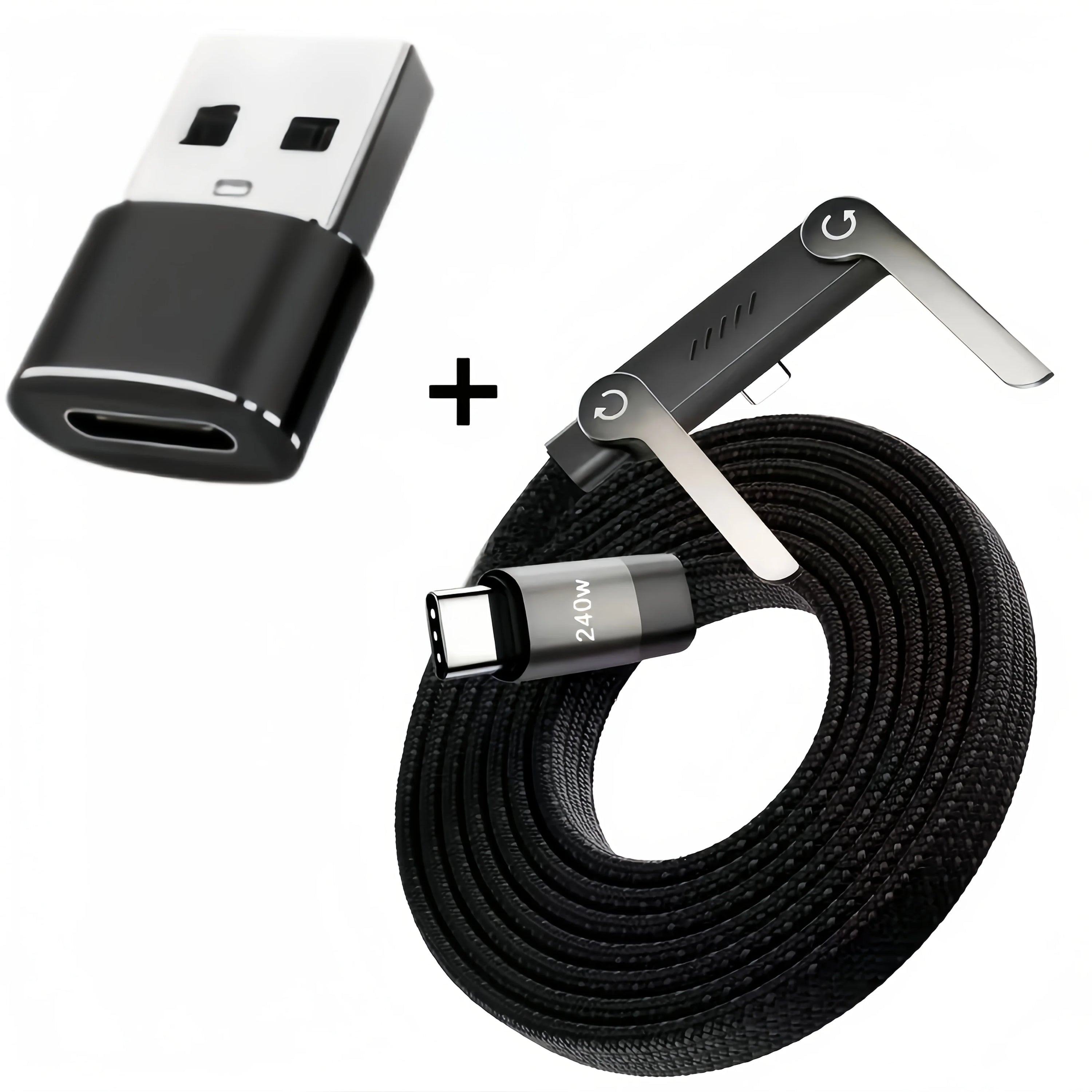 Foldable Charging Cable with Integrated Stand Fast Charging Cable Phone Tablet 240W Ultra-Fast Data Cable Phone Holder