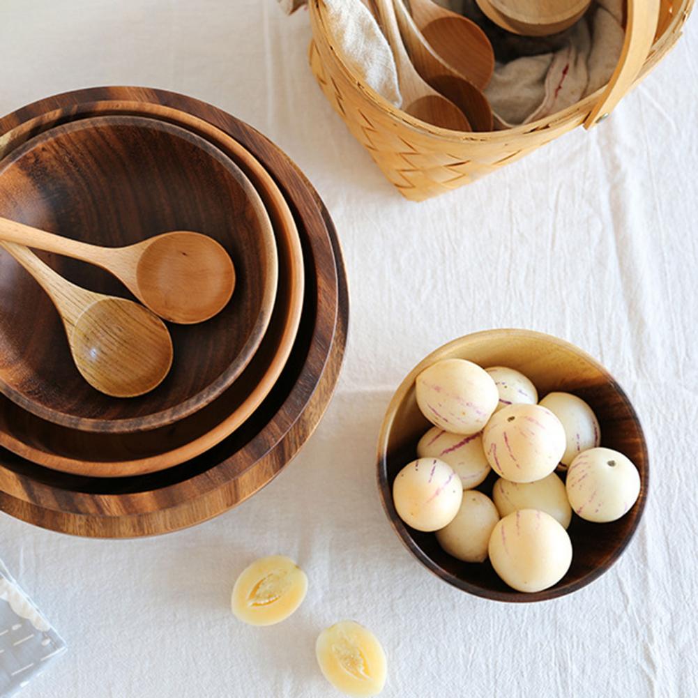 Natural Wooden Fruit Salad Bowl – Elegant Serving Bowl