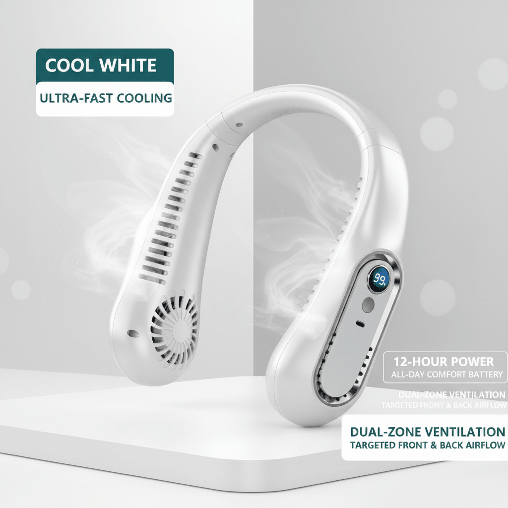 Hands-Free Bladeless Neck Fan  8000mAh, Silent Design